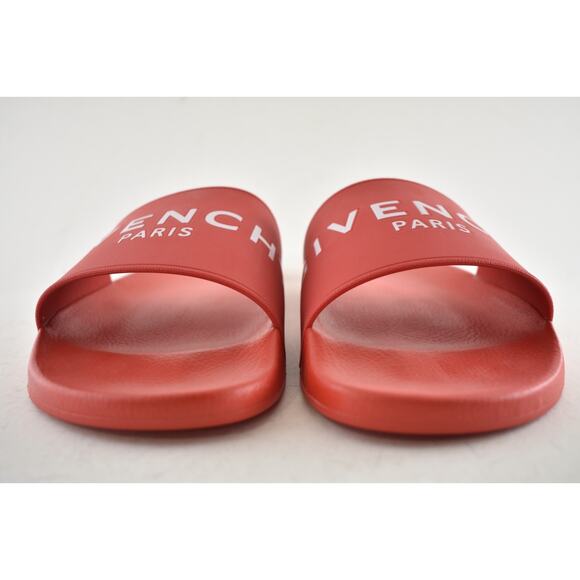 Givenchy Paris Red White Logo Rubber Pool Slide Sandal Flip Flop Flat 44 11 main image 9